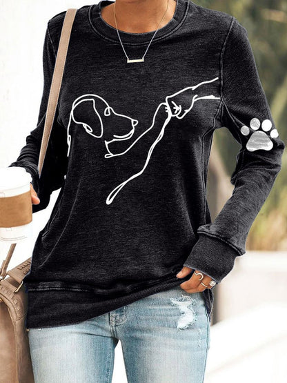 Dog High Five Casual Printed Sweater