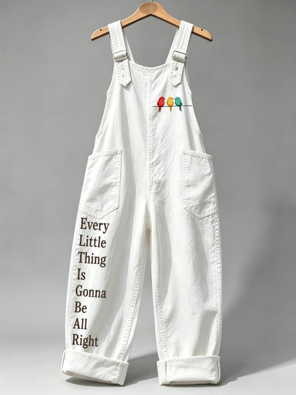 Women's Retro Reggae Art Print Overalls