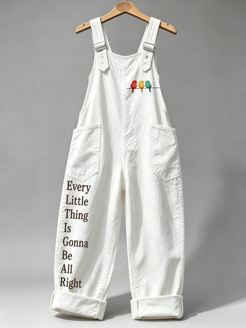 Women's Retro Reggae Art Print Overalls