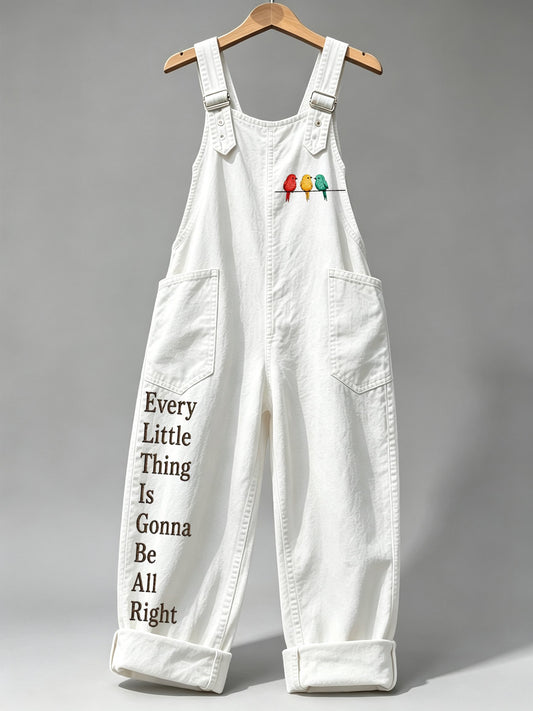 Women's Retro Reggae Art Print Overalls