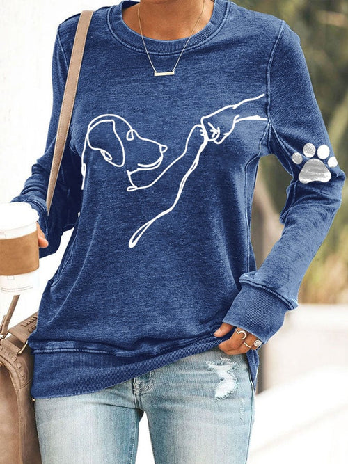 Dog High Five Casual Printed Sweater