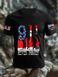 Men's 9/11 Memorial Patriotic Flag Print T-Shirt