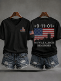 Women's 9.11 Never Forget Print V Neck T-shirt