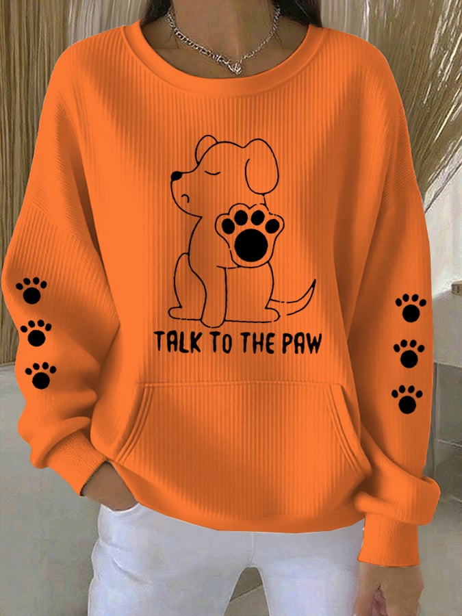 Women's Talking With Paws Funny Puppy Print Sweatshirt