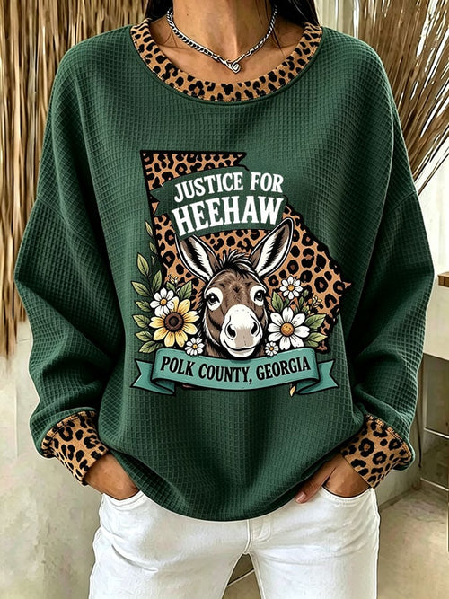 Women's Justice For HeeHaw Donkey Printed Casual Sweatshirt