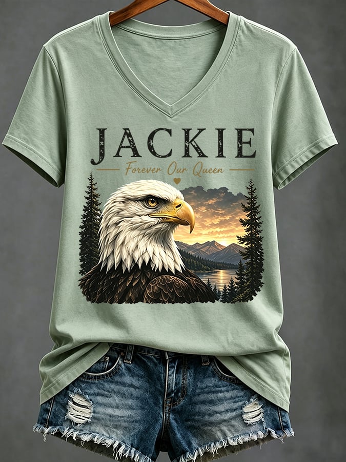 Women's Casual Bald Eagle "Jackie" Print Top
