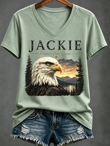 Women's Casual Bald Eagle "Jackie" Print Top