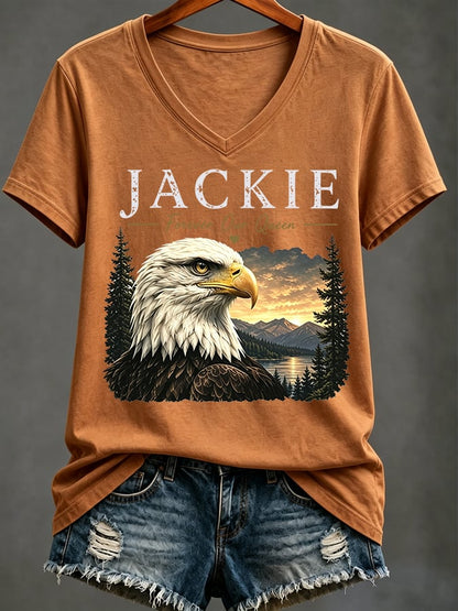 Women's Casual Bald Eagle "Jackie" Print Top