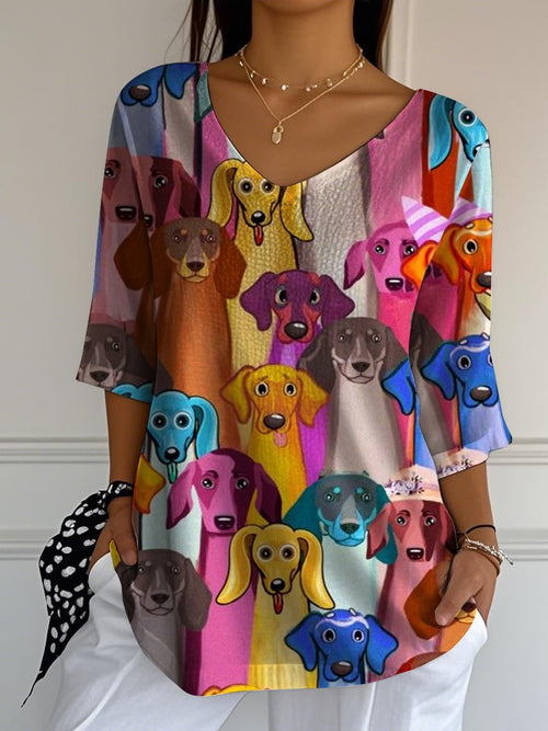 Women's Dog Love Print Casual T-Shirt