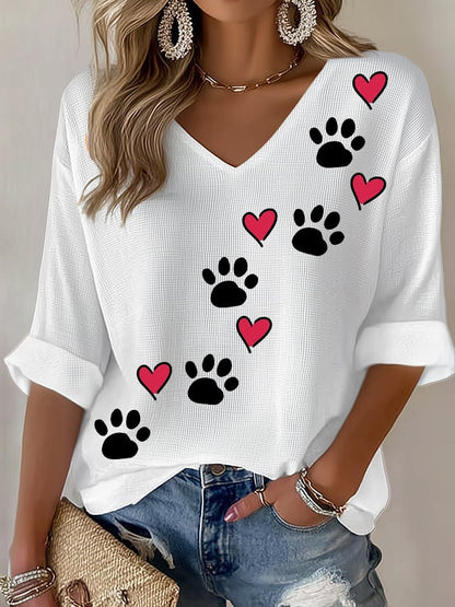 Women's Retro Animal Paw Print T-Shirt