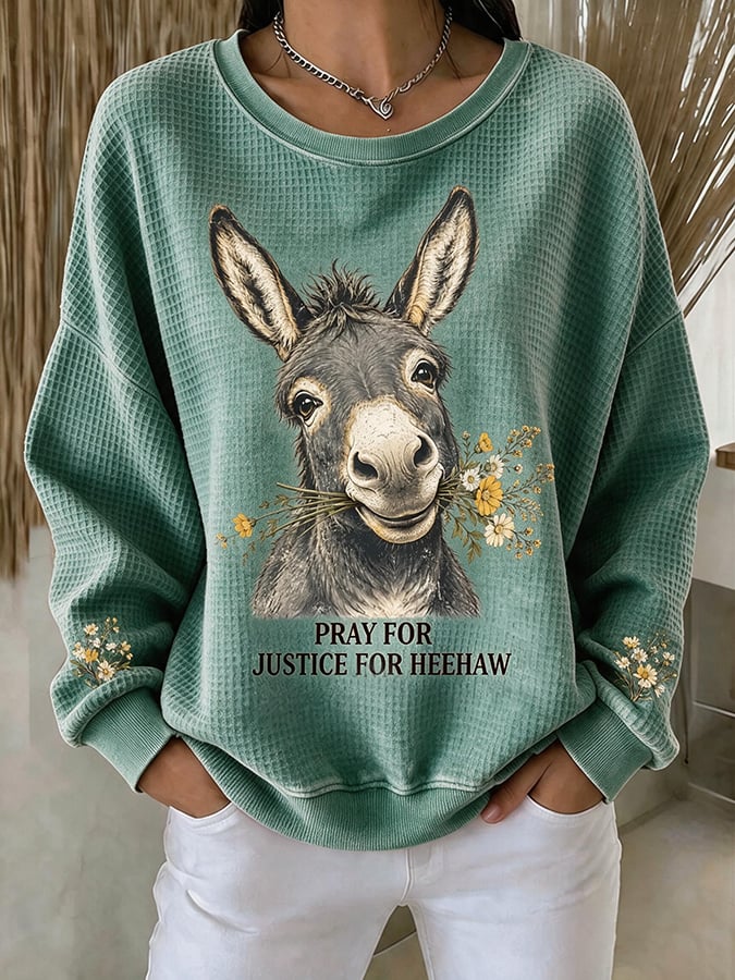 Women's Justice For HeeHaw Donkey Printed Casual Sweatshirt