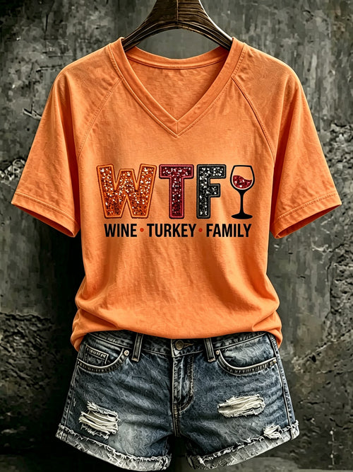 Women's Thanksgiving Print Casual T-shirt