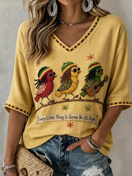 Women'S Printed Short-Sleeve T-Shirt With The Theme "Everything Will Eventually Go Smoothly, And Everything Will Be Alright"