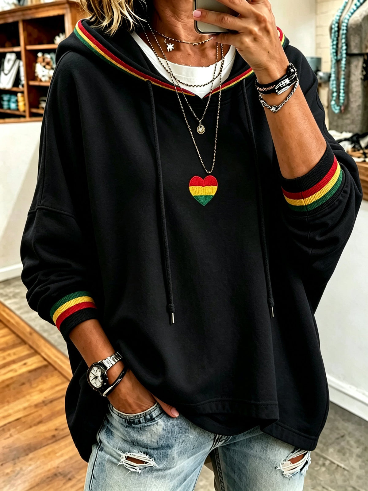 Women's Reggae Music Art Print Hoodie