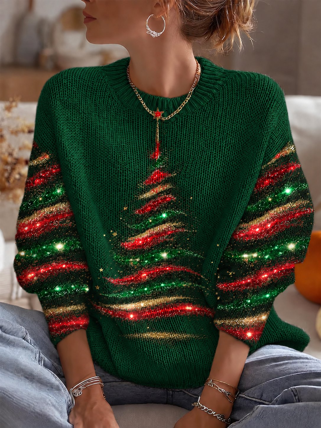 Women's Casual Print Knit Top