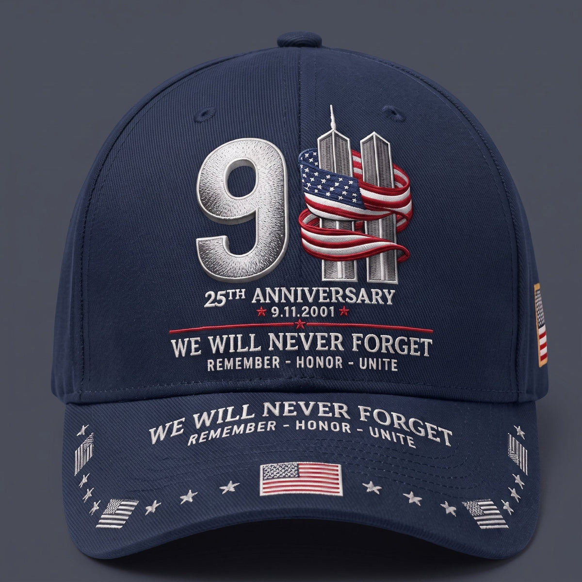 🔥LAST DAY 50% OFF - 9/11 25th Anniversary We Will Never Forget Memorial Baseball Cap – Unisex Patriotic Memorial Hat🧢 100% Cotton