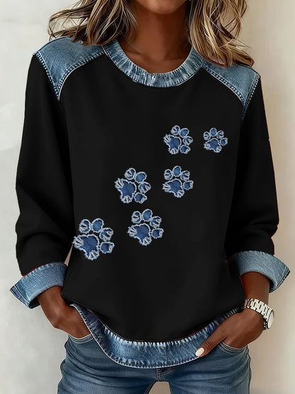 Women's Dog Paw Art Printed Sweatshirt