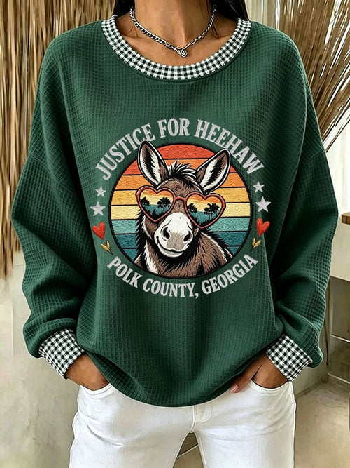 Women's Justice For HeeHaw Donkey Printed Casual Sweatshirt