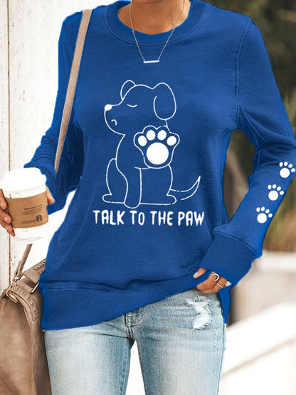 Women's Talking With Paws Funny Puppy Print Sweatshirt