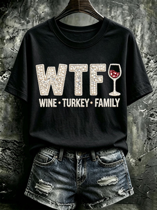 Women's Thanksgiving Print Casual T-shirt