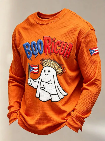 🎃Men's Boricua Halloween Waffle-Knit Long-Sleeve Top
