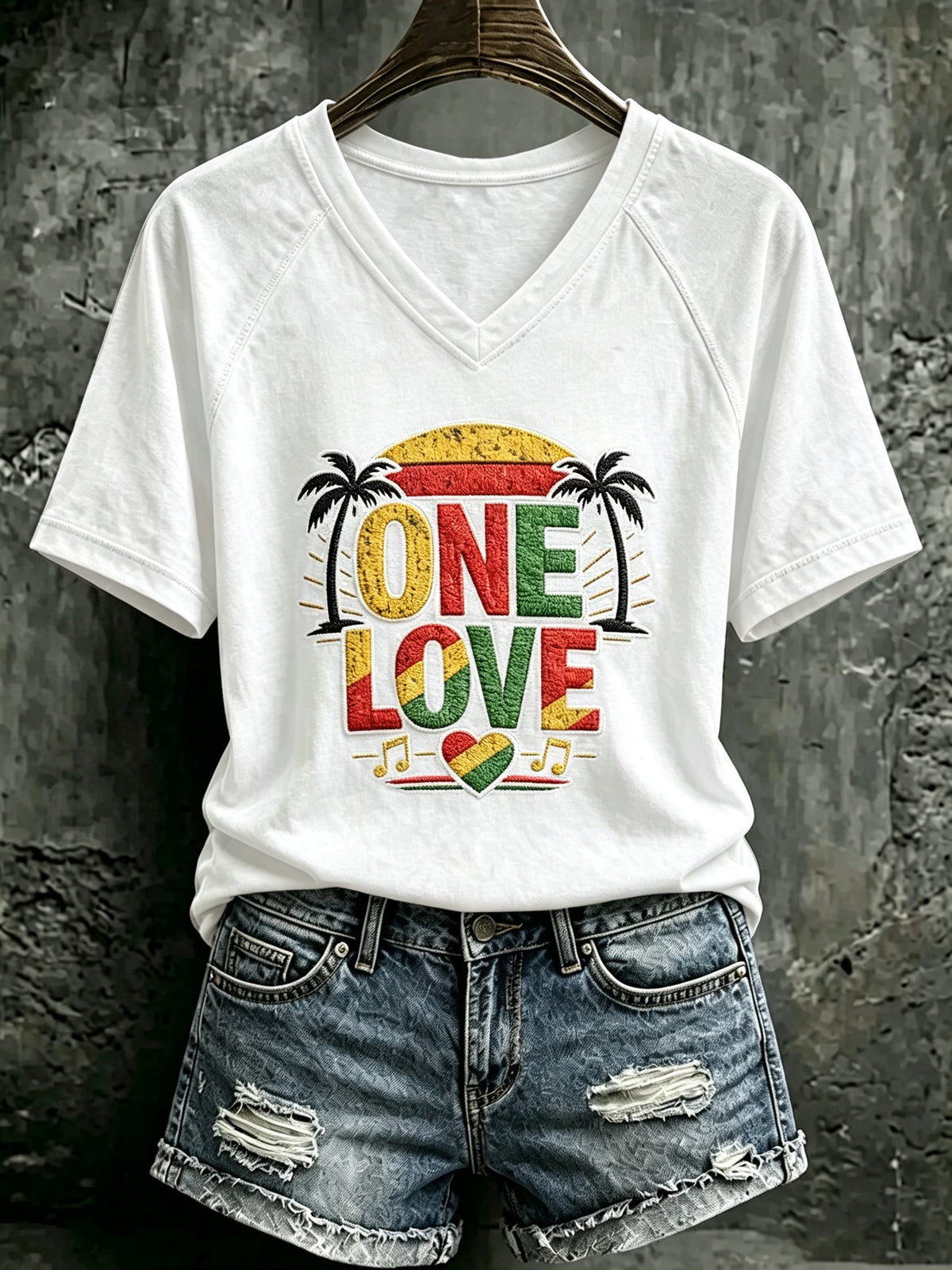 Women's Reggae Art Print Casual T-shirt