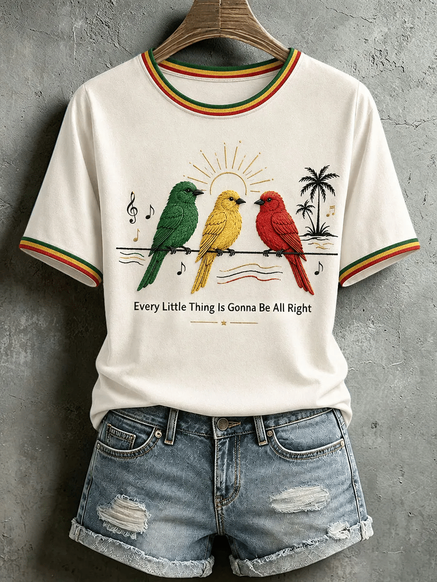 Women's Every Little Thing Is Gonna Be Alright Print Casual T-shirt