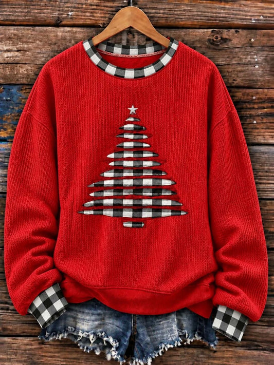Classic Red & Black Buffalo Plaid Christmas Tree Sweatshirt