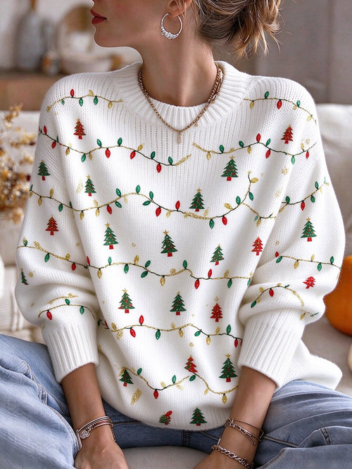 Women's Christmas Print Casual Knit Top