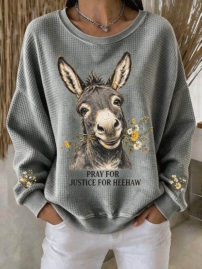 Women's Justice For HeeHaw Donkey Printed Casual Sweatshirt
