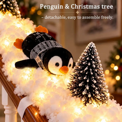 🐧 Light-Up Penguin Christmas Stair Garland – Turn Your Banister Into a Winter Wonderland ✨