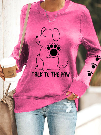 Women's Talking With Paws Funny Puppy Print Sweatshirt