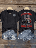 Women's BUT AMERICA STILL STOOD Print Crew-Neck T-Shirt