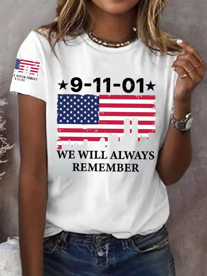 Women's We Will Never Forget 911 Print Shirt