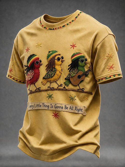 Printed Short-Sleeve T-Shirt With The Theme "Everything Will Eventually Go Smoothly, And Everything Will Be Alright"