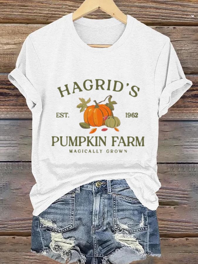 Women'S  Hagrid’s Pumpkin Patch Print Casual T-Shirt