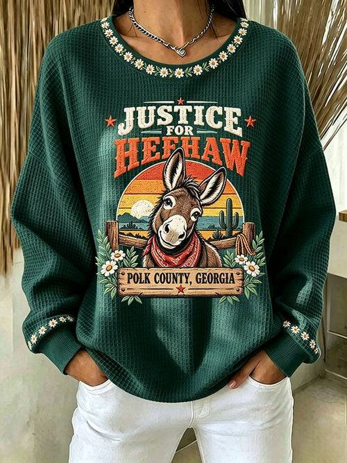 Women's Justice For HeeHaw Donkey Printed Casual Sweatshirt