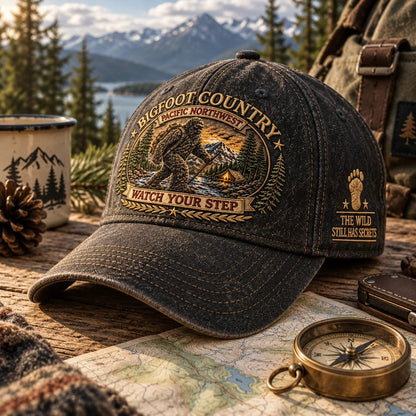🔥LAST DAY 50% OFF - 2027 Bigfoot Country Heritage Cap – Pacific Northwest Vintage Washed Embroidered Hat (🧢100% Cotton)