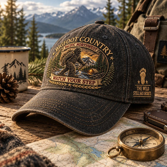 🔥LAST DAY 50% OFF - 2027 Bigfoot Country Heritage Cap – Pacific Northwest Vintage Washed Embroidered Hat (🧢100% Cotton)