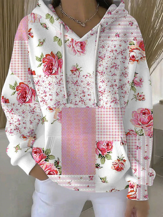 Women's Breast Cancer Pink Print Casual Hoodie