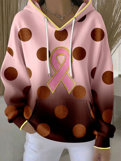 Women's Breast Cancer Pink Ribbon Polka Dot Hoodies