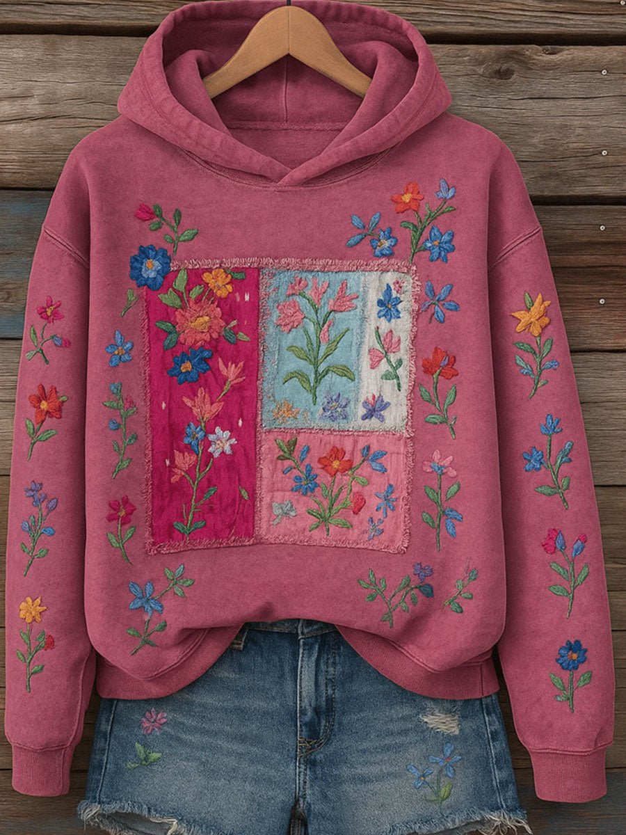 Women's Retro Art Floral Regular Sweatshirt