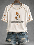 Women's Pumpkin Spice And The Spirit Of Christ Print Casual Tee