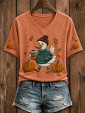 Women's Just a Fall Goose V-neck Off-shoulder Short Sleeve T-shirt