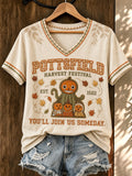 Women's Pottsfield Harvest Festival 1502 You'll Join Us Someday Printed V-neck T-shirt