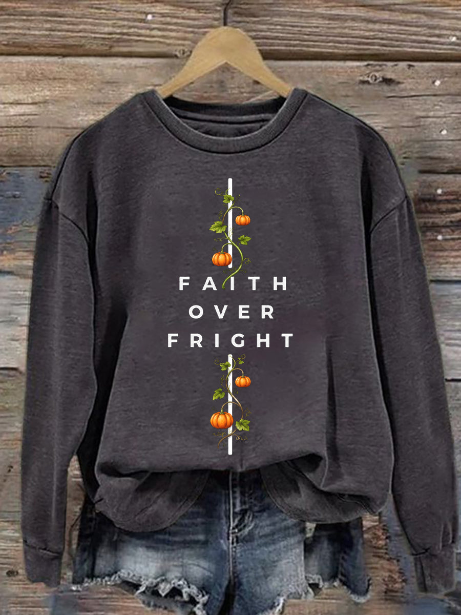 Women's Faith Over Fright Print Sweatshirt