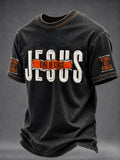 Men's "Jesus：King Of Kings" Christian Faith Print Casual T-Shirt