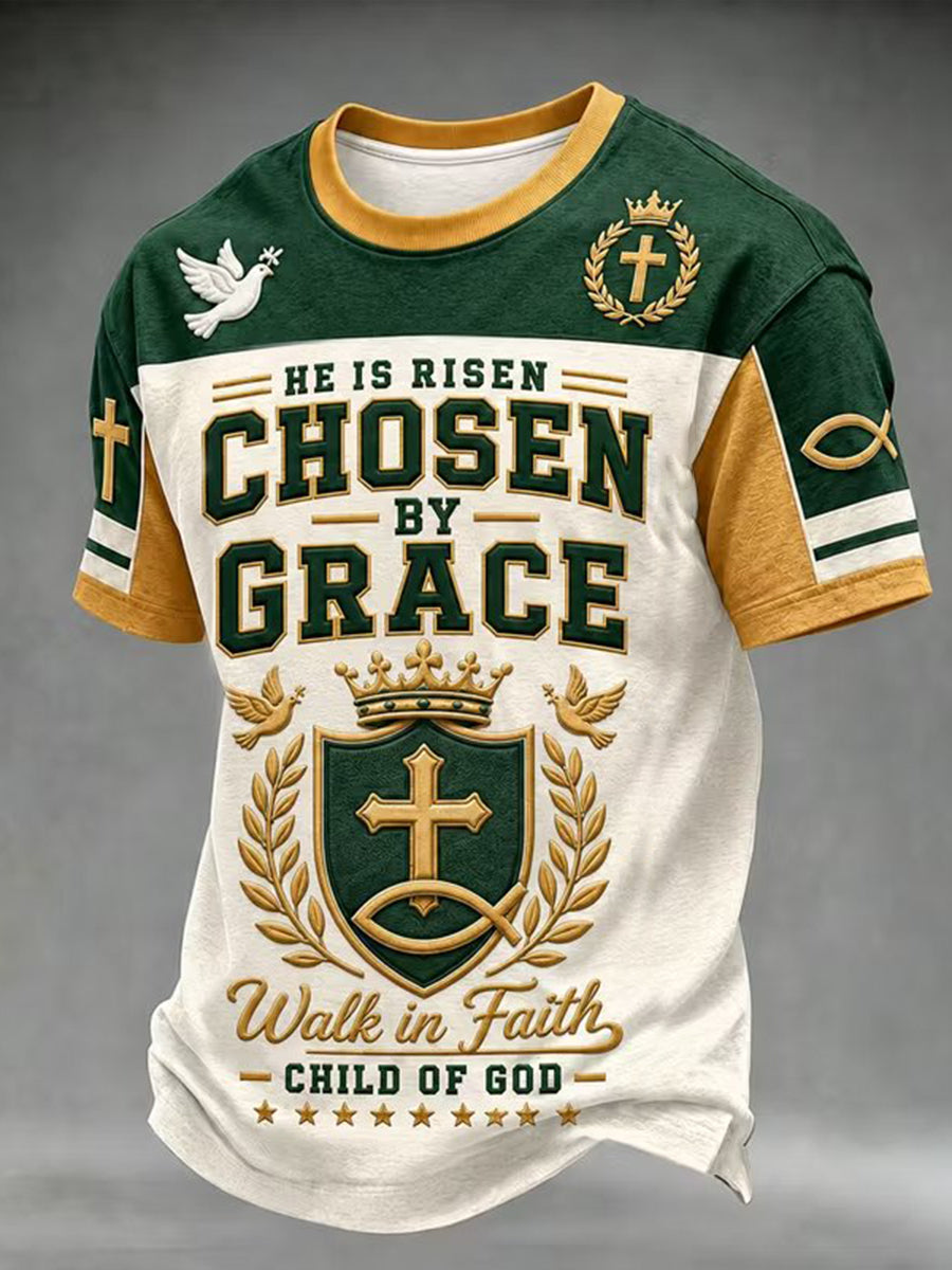Men's Christian Cross O-neck Short Sleeve T-shirt