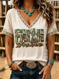 Women's Western-style faith Printed short-sleeved T-shirt