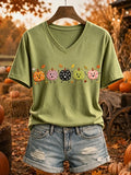 Women's Cute Pumpkin Squad Fall Art Print Short-sleeved T-shirt